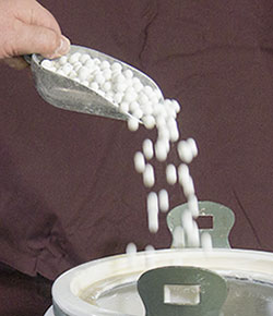 Adding milling media to the ceramic powder blend